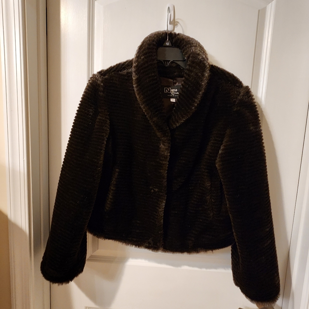 Nana Creations made in USA medium brown faux fur jacket